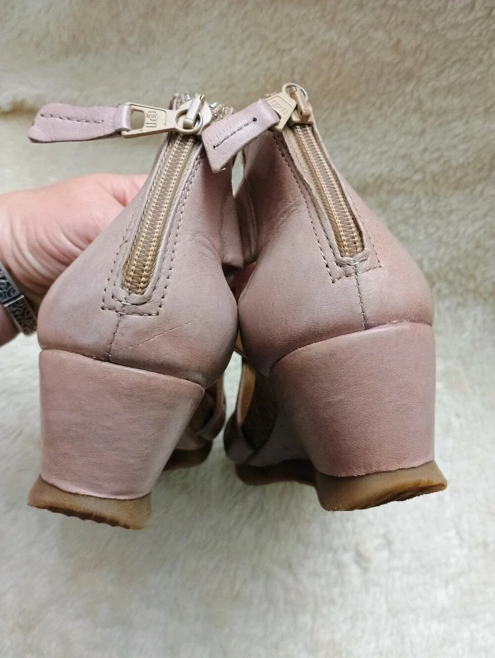 Miz Mooz Molly Dusty Pink Leather Wedge Sandals Size 38
